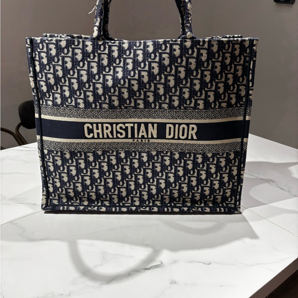 Christian Dior Blue and White Tote Bag